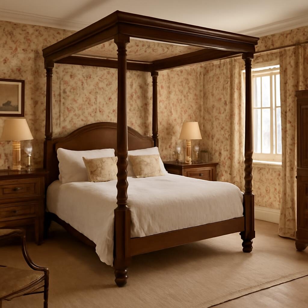 Chambre style campagne anglaise avec papier peint fleuri