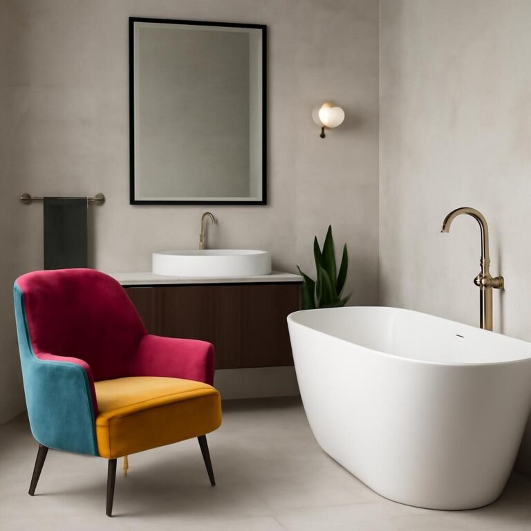 Chaise de couleur dans la salle de bain : pop déco et inspirations