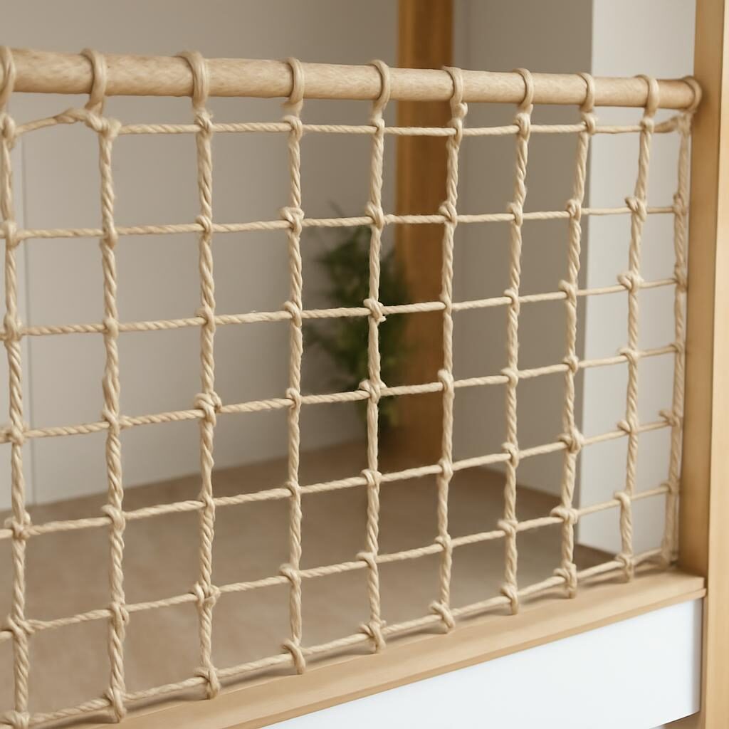 Détail d'un filet mezzanine tressé en maille fine