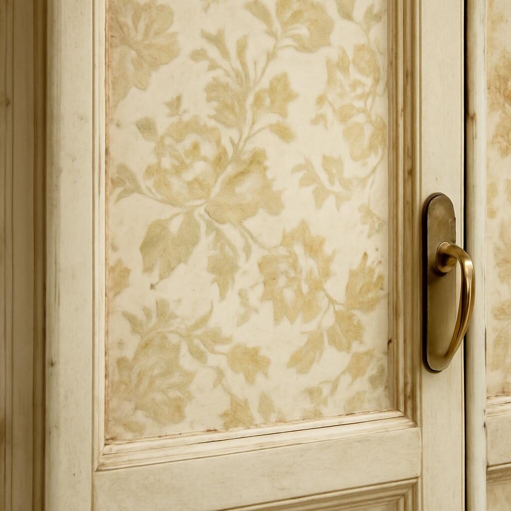 Porte de placard tapissée de papier peint vintage